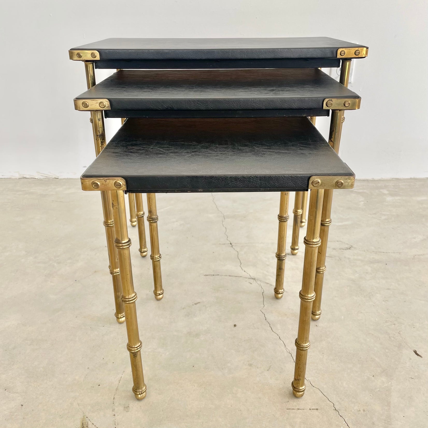 Set of 3 Jacques Adnet Nesting Tables, 1950s France
