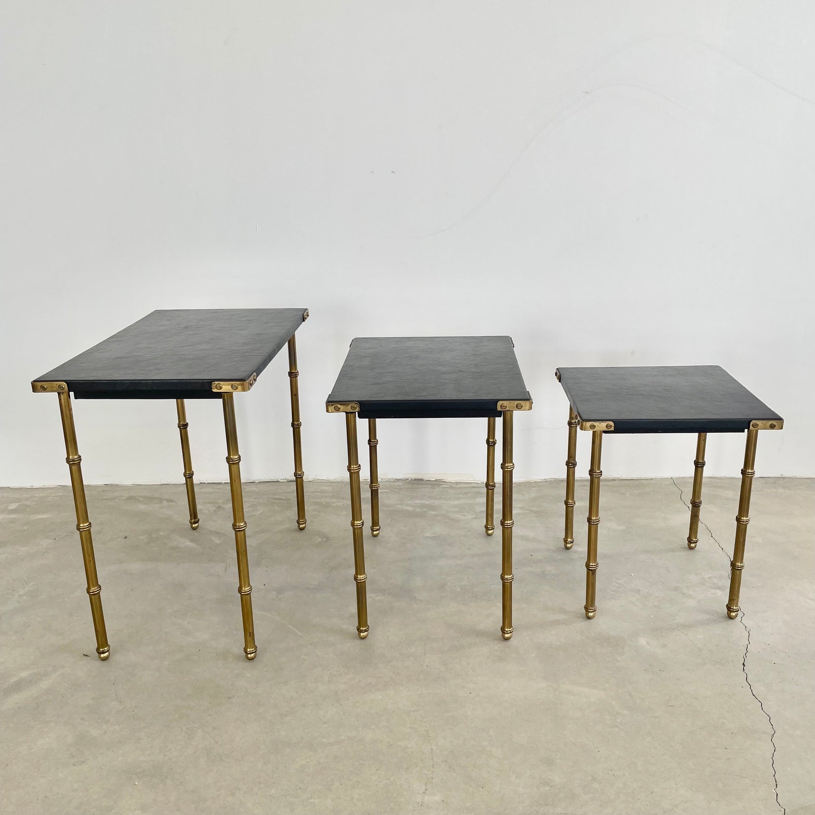 Set of 3 Jacques Adnet Nesting Tables, 1950s France