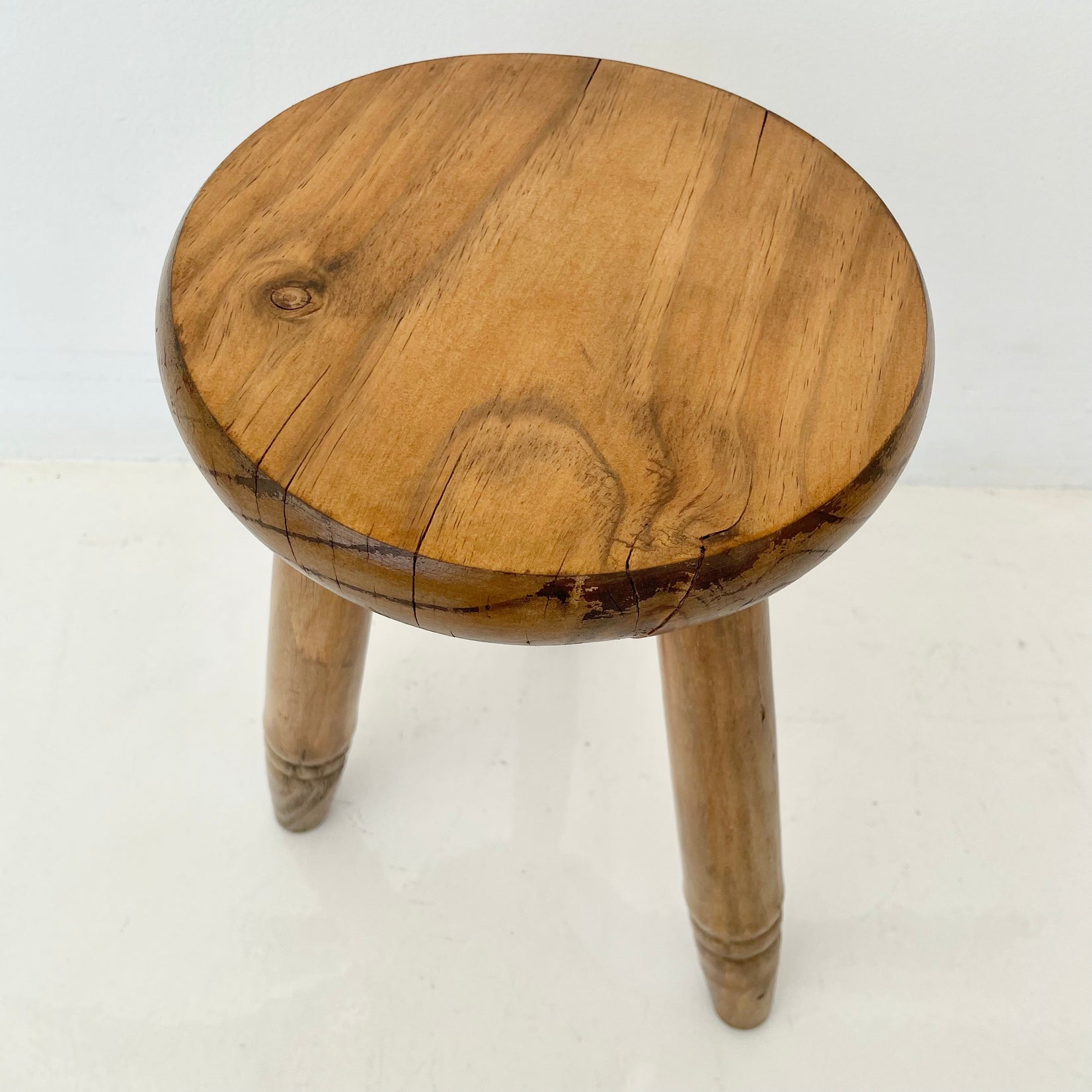 French Wooden Tripod Stool