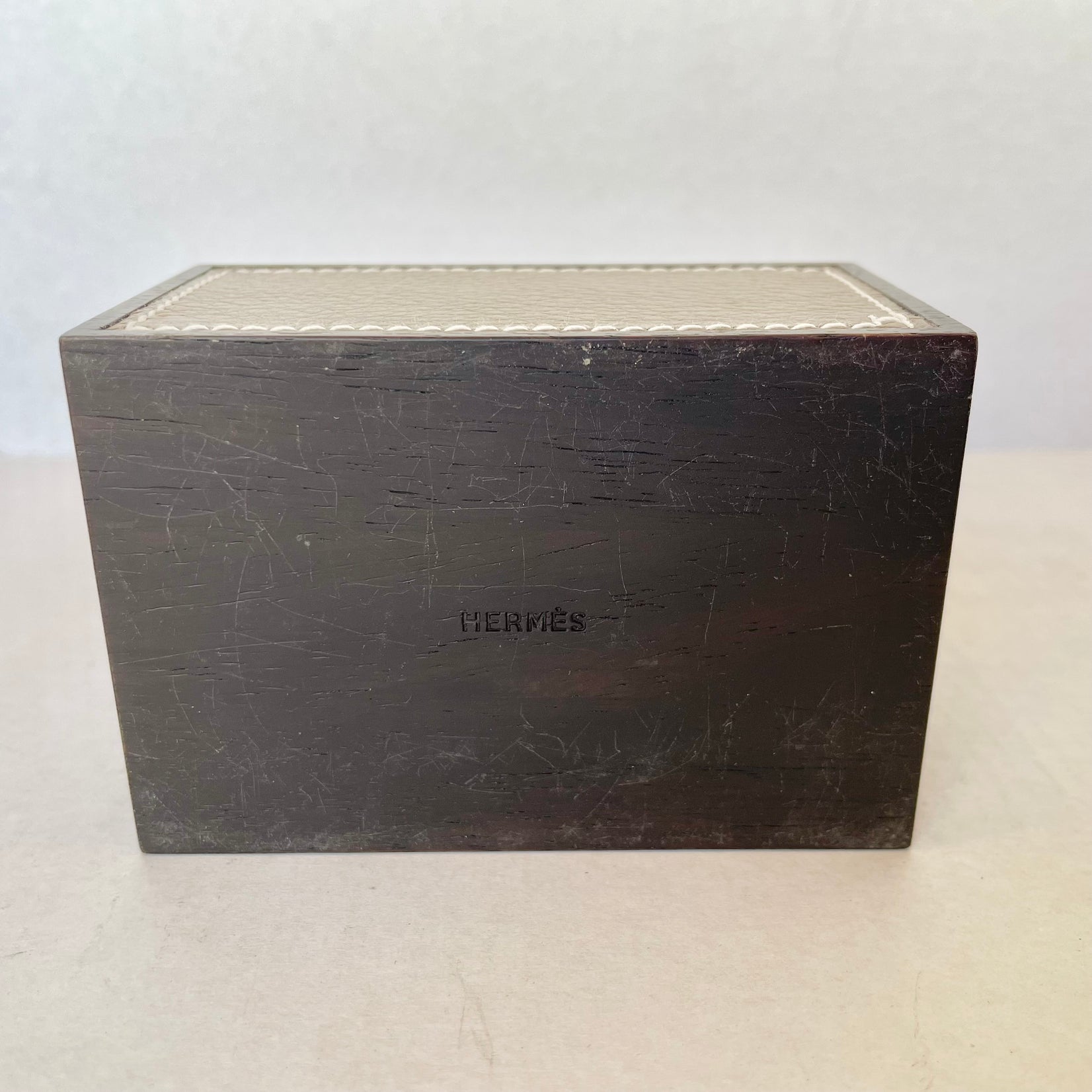 Hermes Wood and Leather Business Card Holder, 2000s France