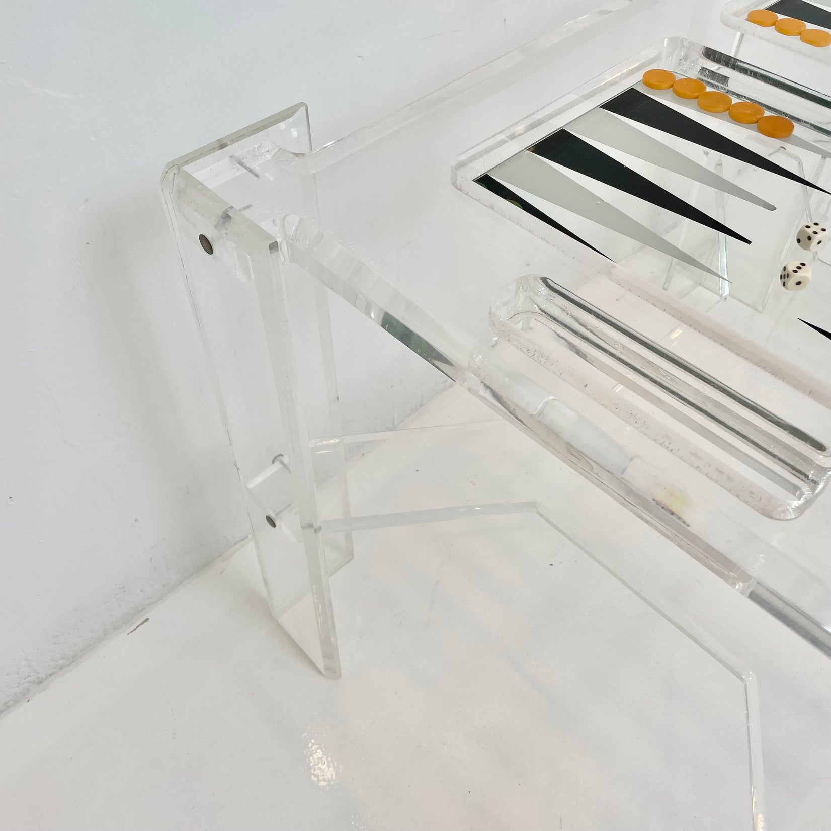 Faceted Lucite Backgammon Table by Charles Hollis Jones
