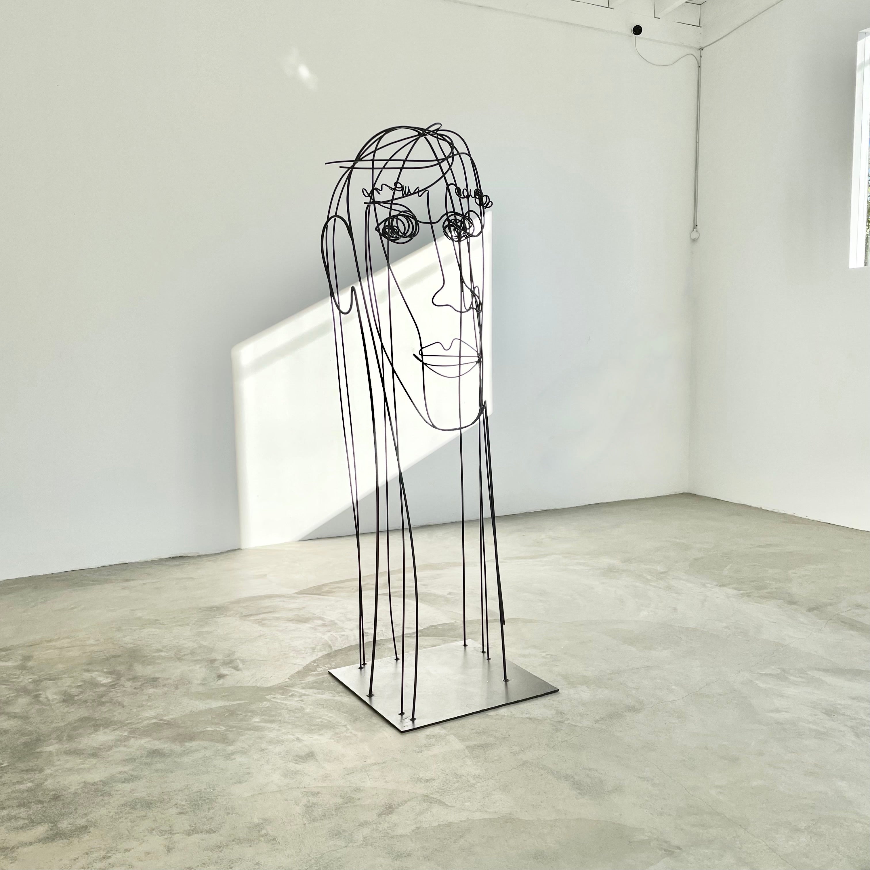 Monumental Metal Wire Face Sculpture