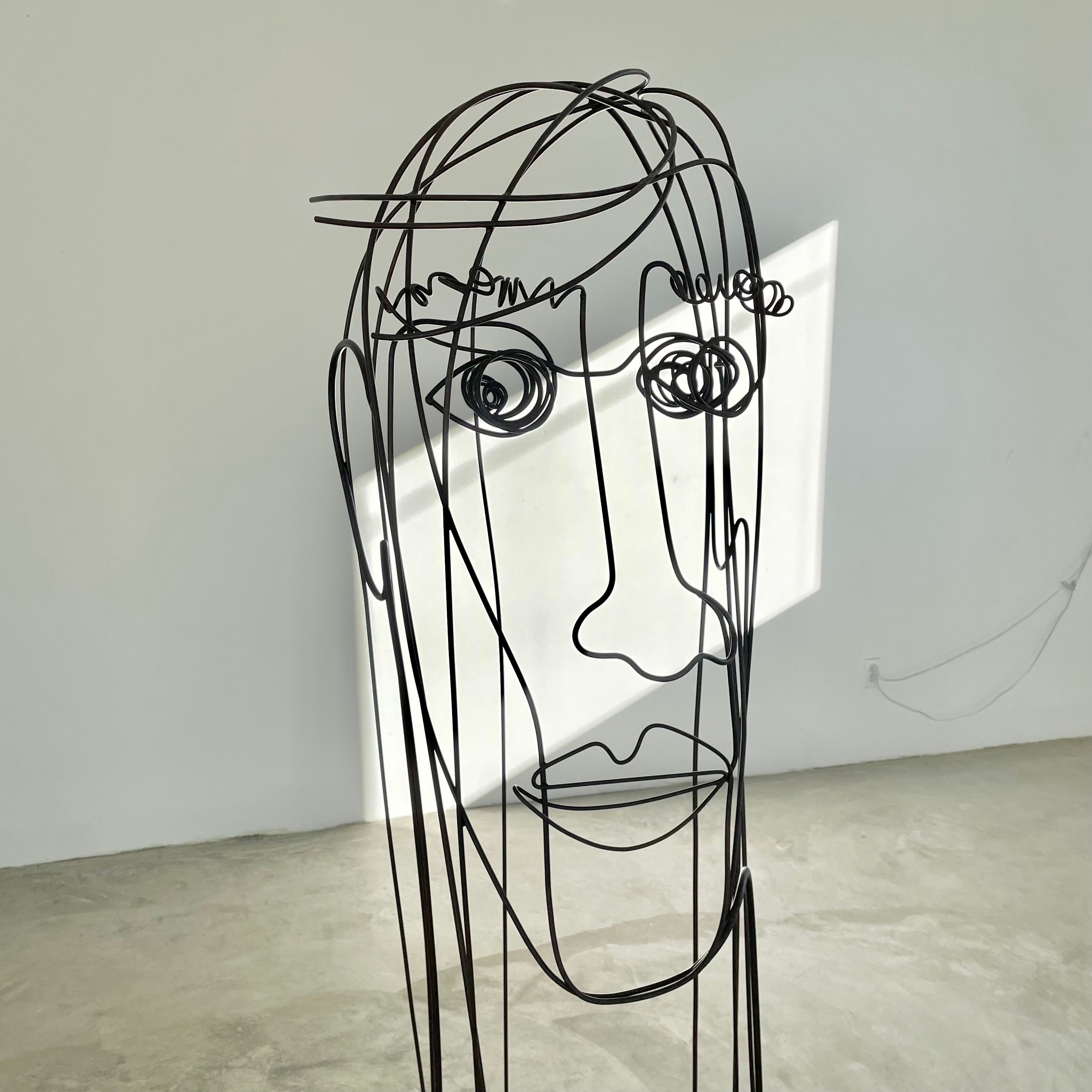 Monumental Metal Wire Face Sculpture