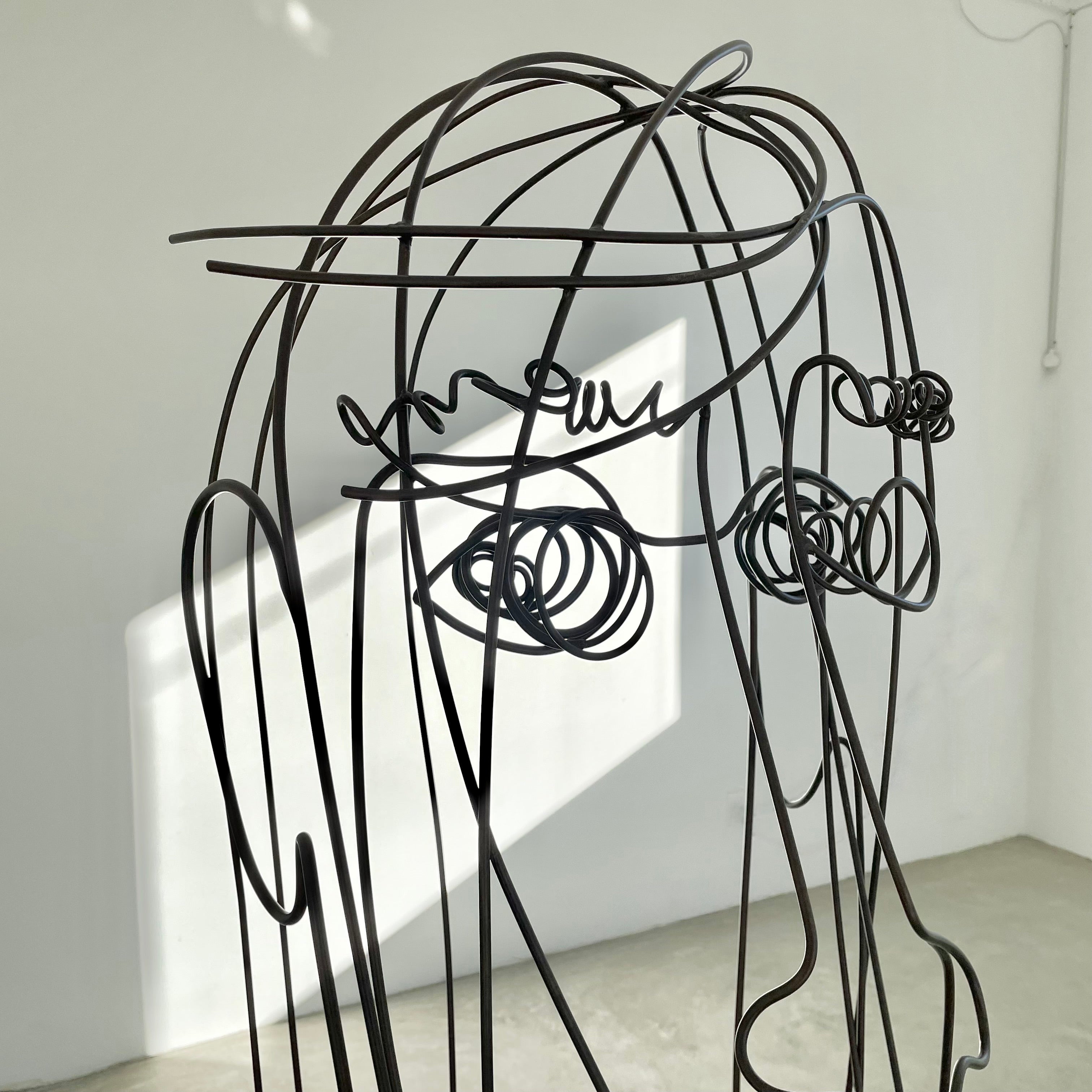 Monumental Metal Wire Face Sculpture