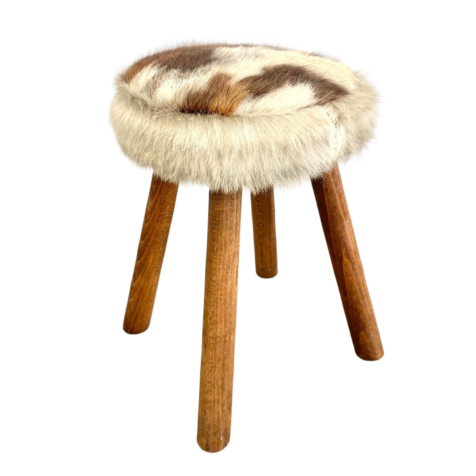 Cowhide and Wood Stool, 1960s France