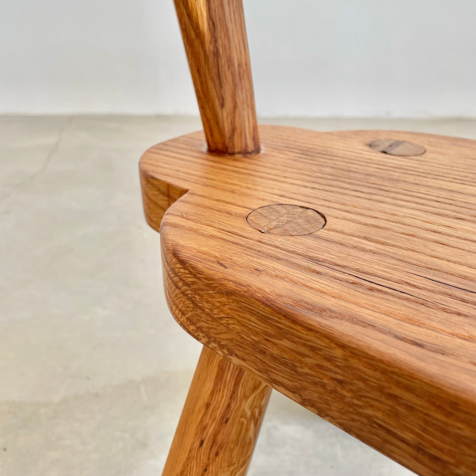 Wood Tripod Stool with Backrest , 1960s France