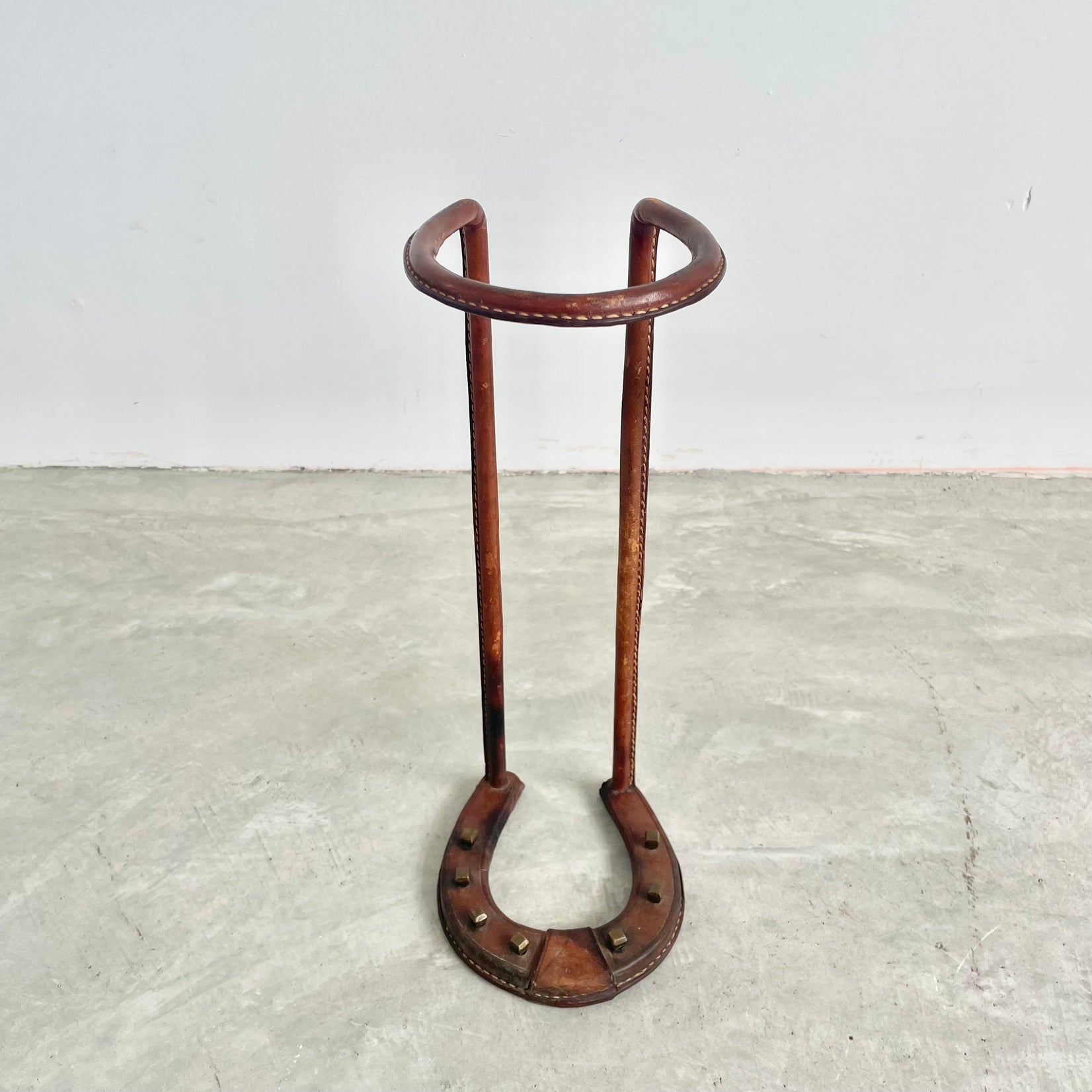Jacques Adnet Leather Umbrella Stand, 1950s France