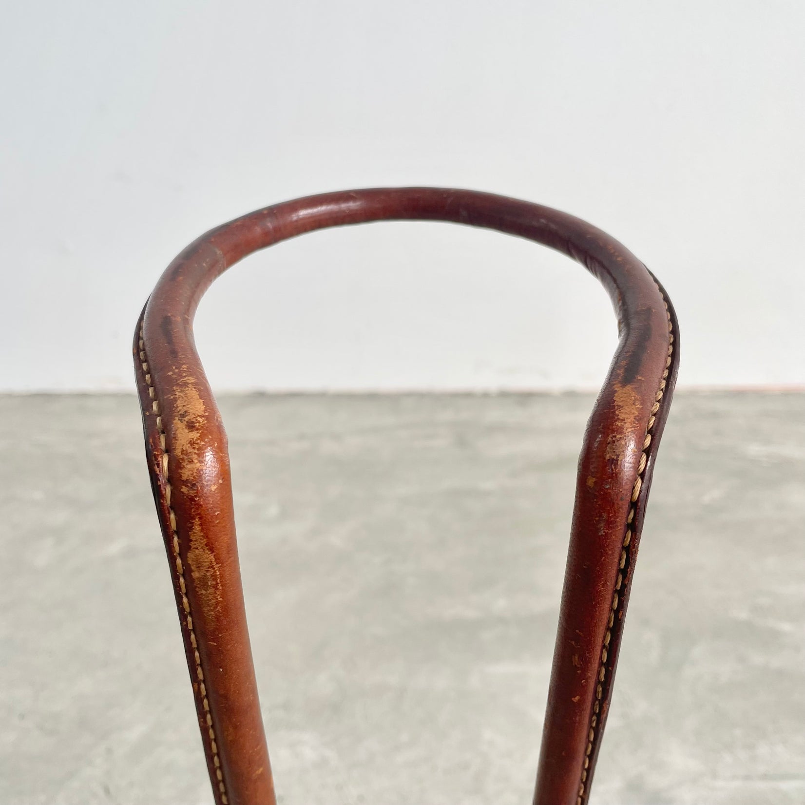 Jacques Adnet Leather Umbrella Stand, 1950s France