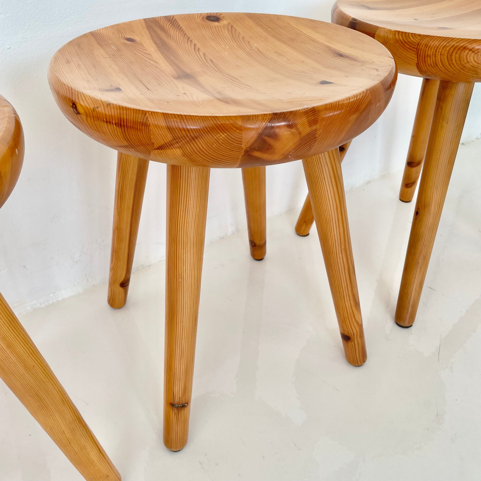 Charlotte Perriand Style Pine Stools