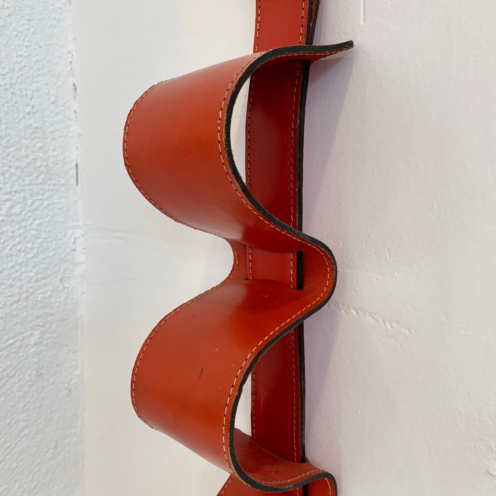 Jacques Adnet Style Leather Bottle Rack