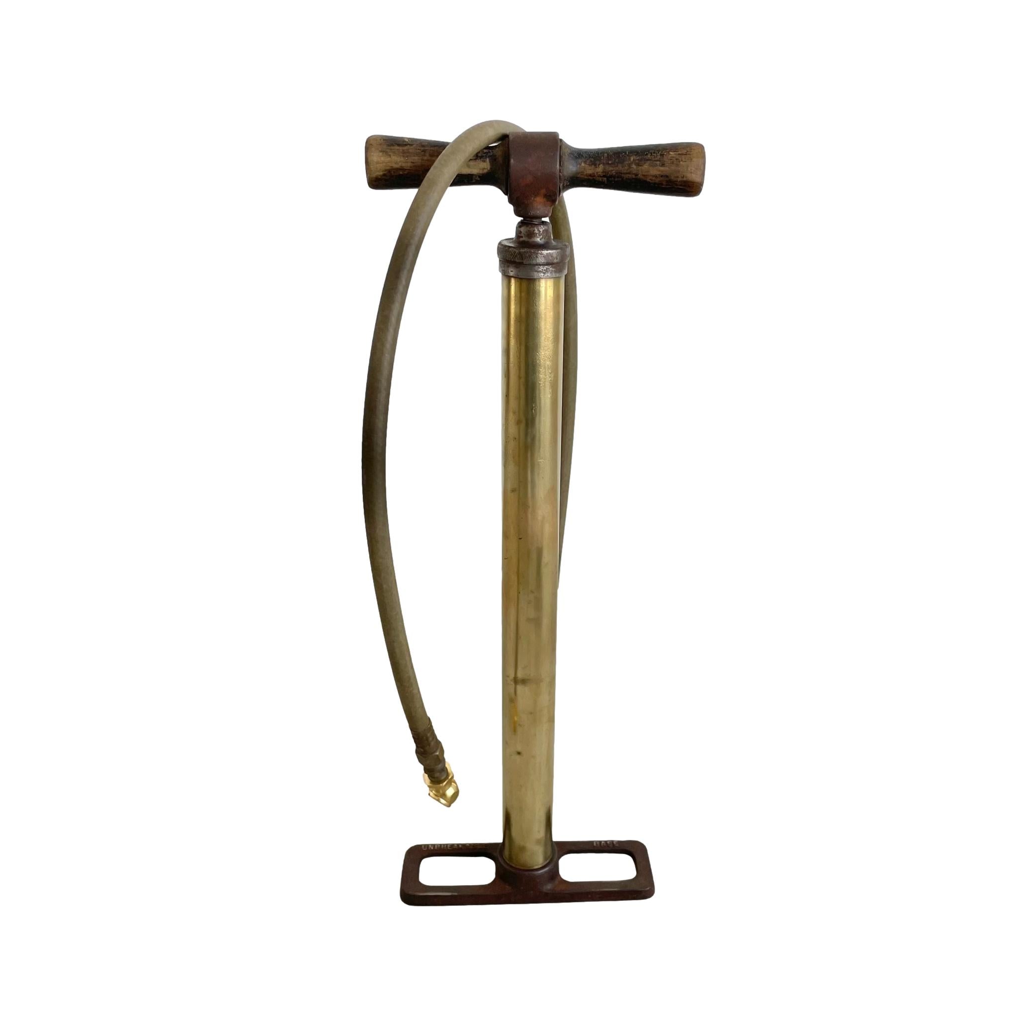 Brass and Wood Bike Pump, 1930s USA