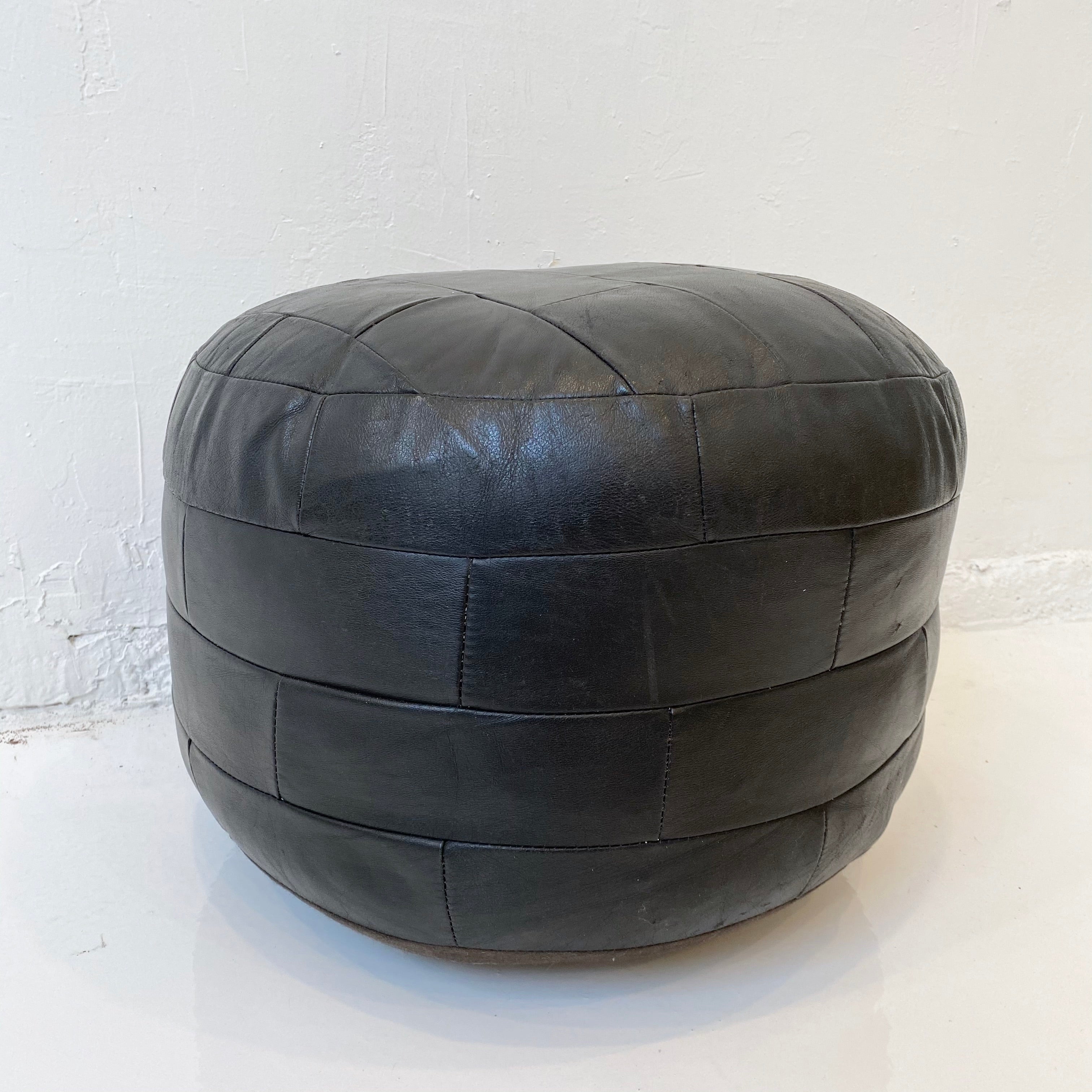 Black leather pouffe online
