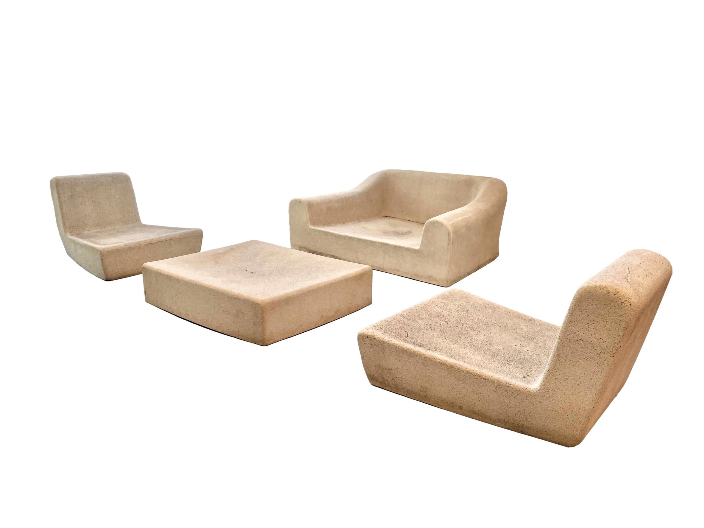 Michael Taylor Concrete and Resin Outdoor Furniture Set, 1970s USA
