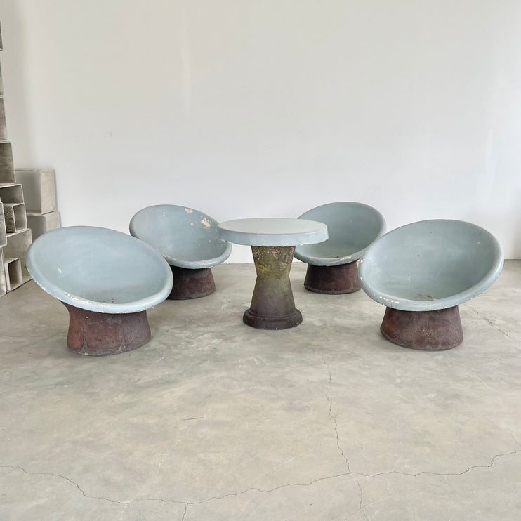 Sculptural Concrete Chairs and Table, 1960s Switzerland