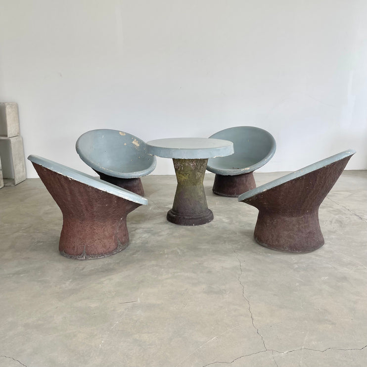 Sculptural Concrete Chairs and Table, 1960s Switzerland