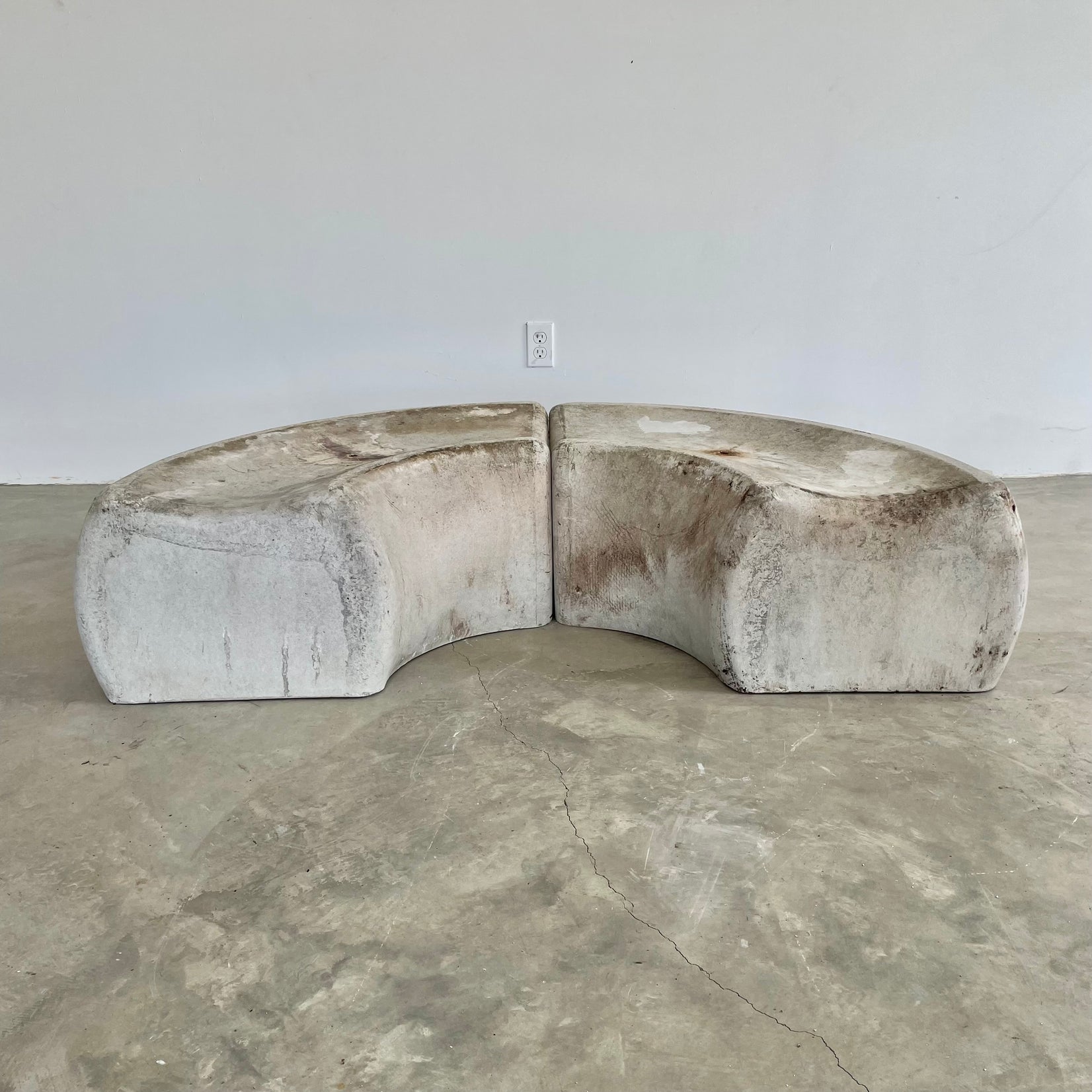 Willy Guhl Concrete Curved Bench, 1960s Switzerland