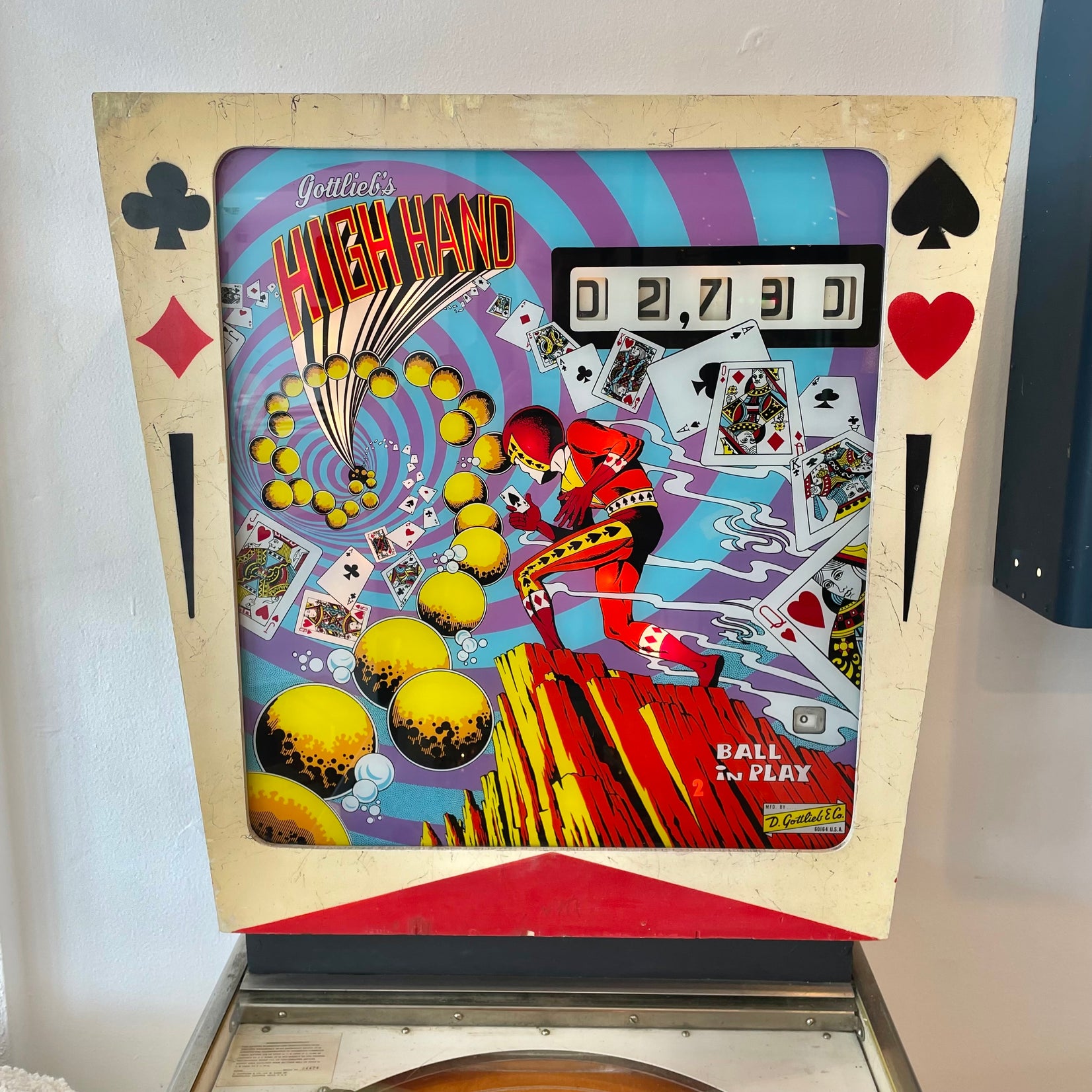 High Hand Pinball Arcade Game, 1973 USA