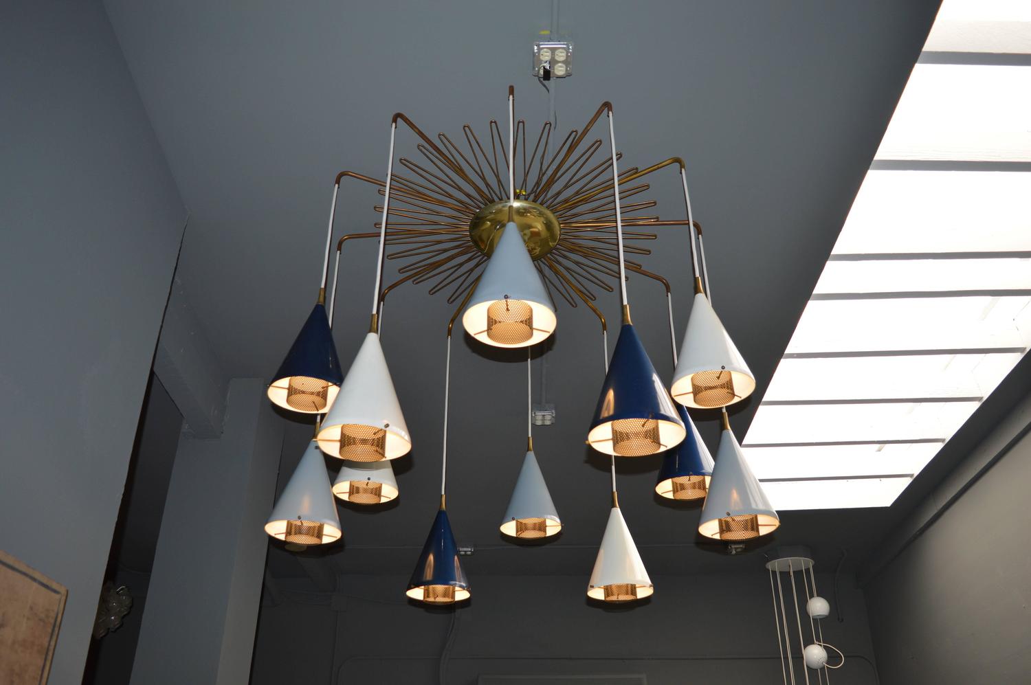 Massive French Chandelier in the Style of Mathieu Mategot