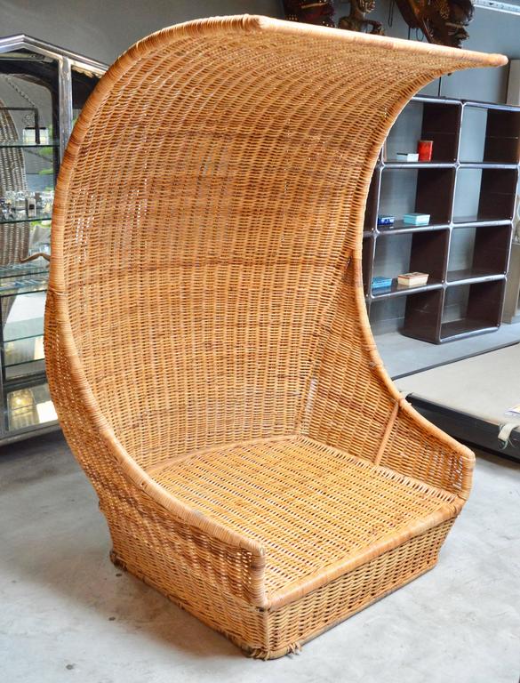 Massive Hooded Rattan Canopy Chair - Love Seat