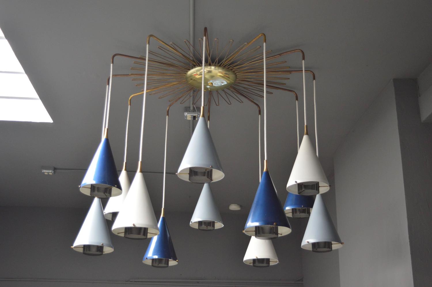 Massive French Chandelier in the Style of Mathieu Mategot