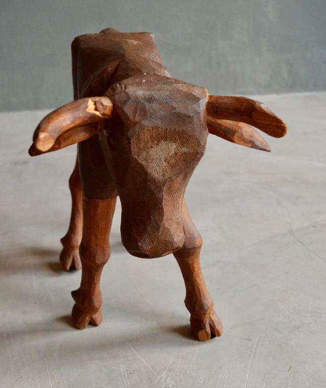 Folk Art Primitive Hand-Carved Bull
