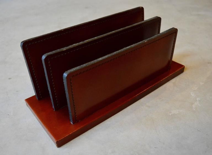 French Leather Desktop Letter Holder