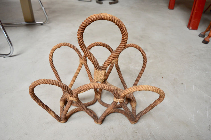 French Rope Magazine Rack in the Style of Audoux and Minet