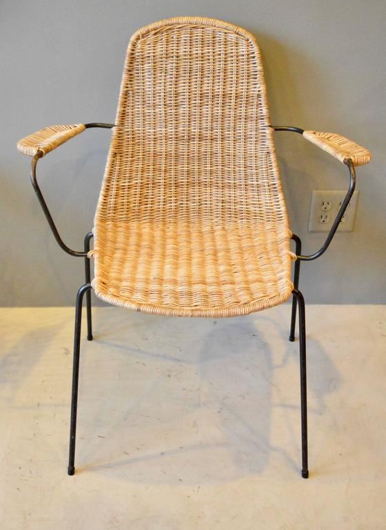 Sculptural Wicker and Iron Armchair, 1970s Germany