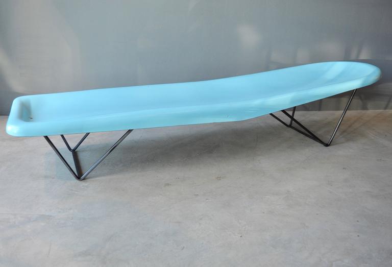 Pair of Vintage Fiberglass and Iron Poolside Lounge Chairs by Fibrella