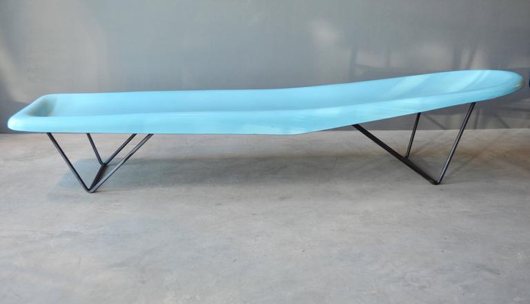 Pair of Vintage Fiberglass and Iron Poolside Lounge Chairs by Fibrella