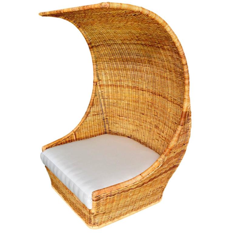 Massive Hooded Rattan Canopy Chair - Love Seat
