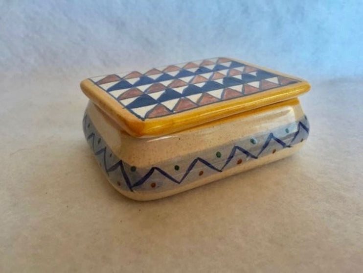Italian Ceramic Box with Triangle Motif, 1970s Italy