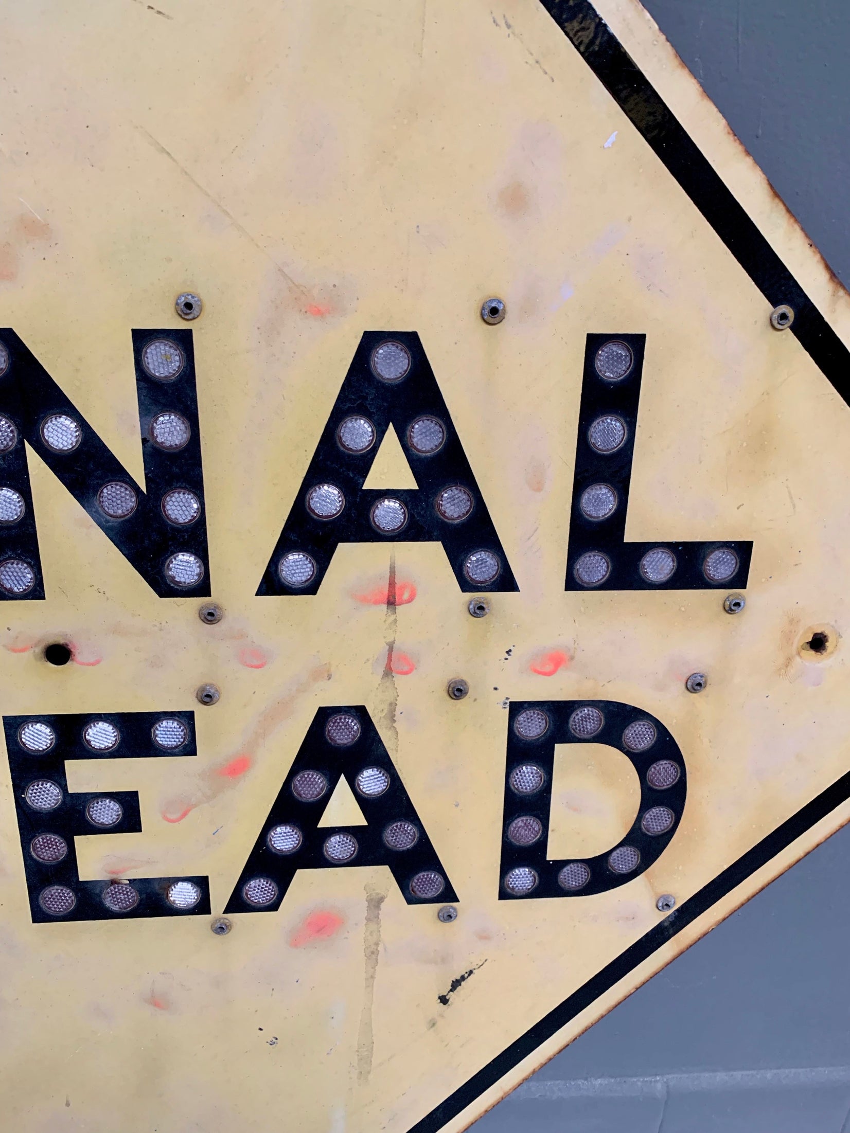 1959 California Highway 'Signal Ahead' Sign with Reflectors