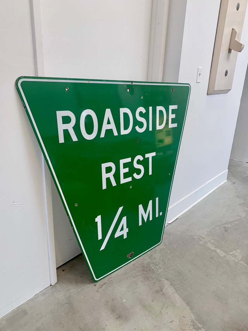 Driver Rest. Sign Monumental Porcelain Roadside Rest Highway Sign