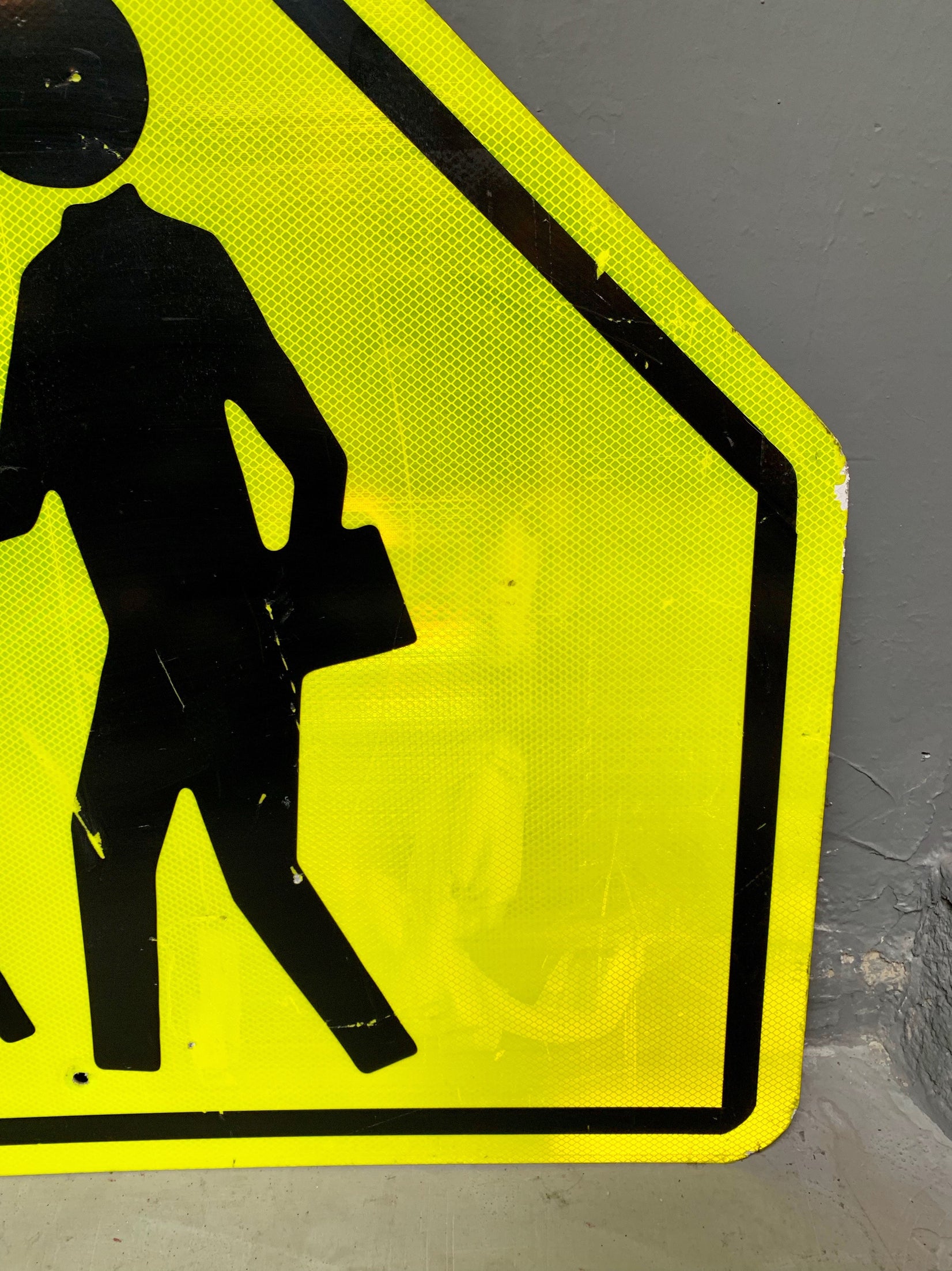 Acid Yellow Reflective Pedestrian Road Sign from Los Angeles