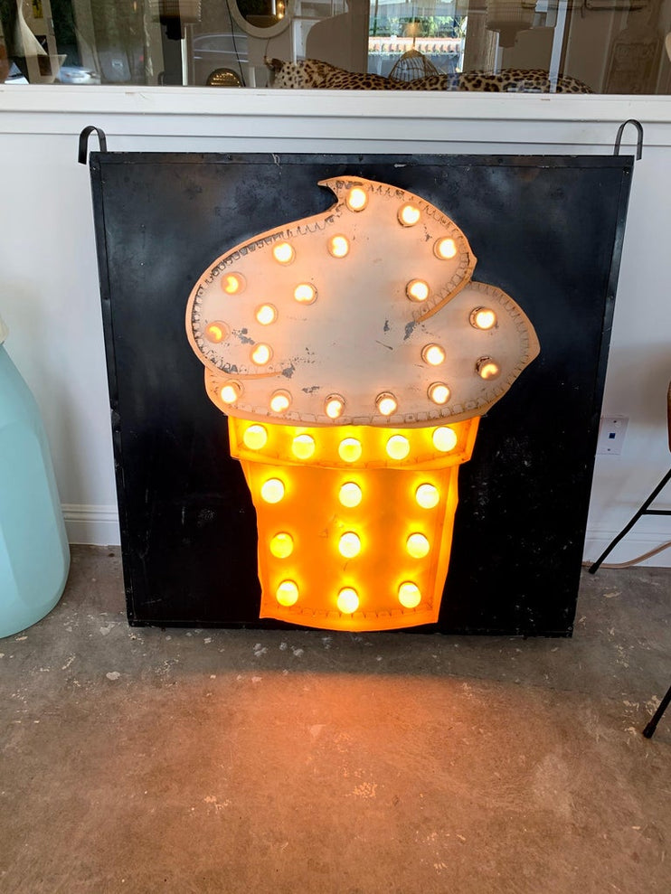 1950s Double Sided Light Up Ice Cream Cone Sign