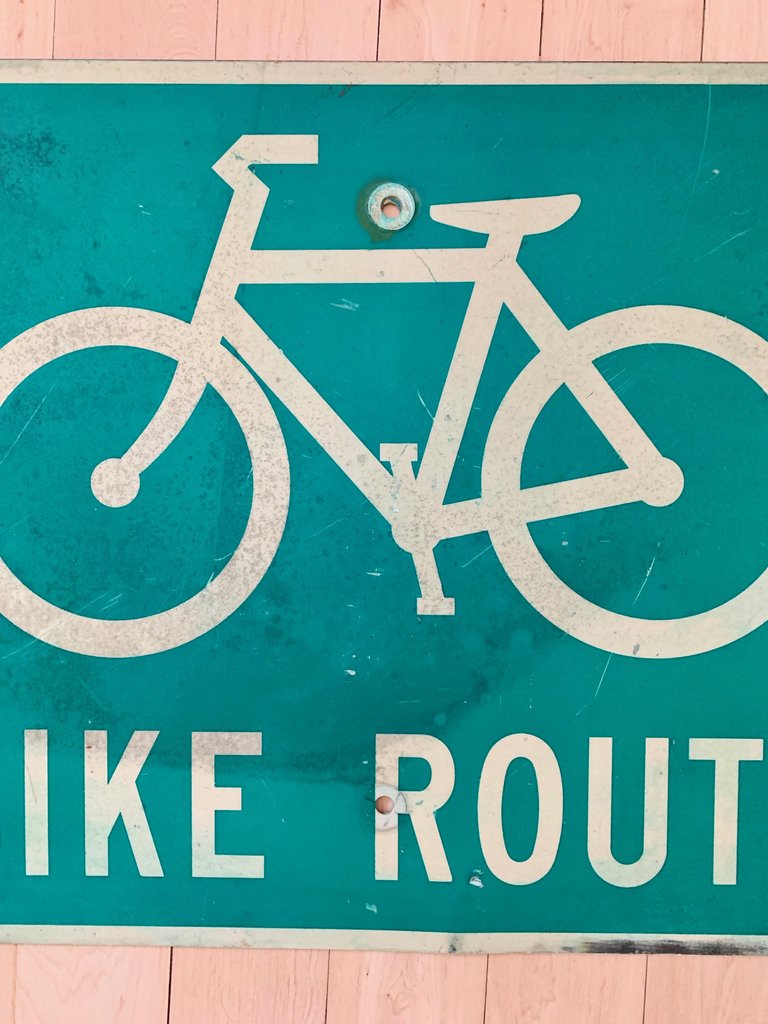 Vintage Los Angeles Bike Route Sign