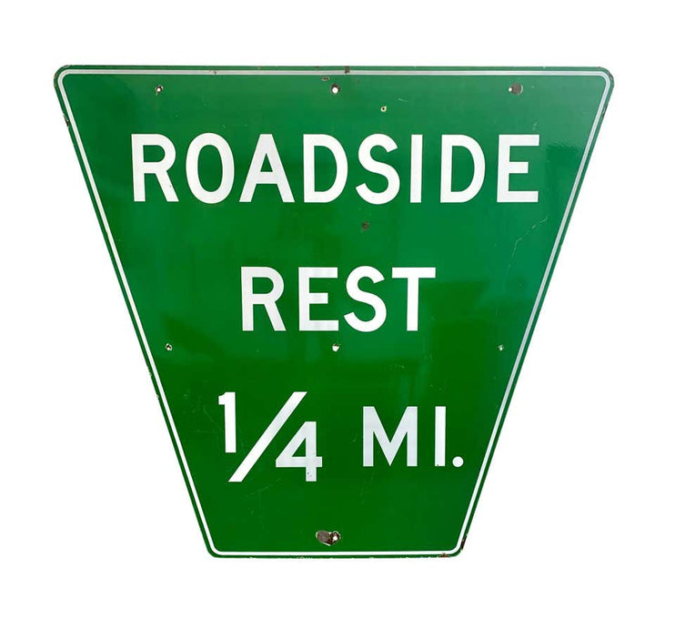 Monumental Porcelain Roadside Rest Highway Sign