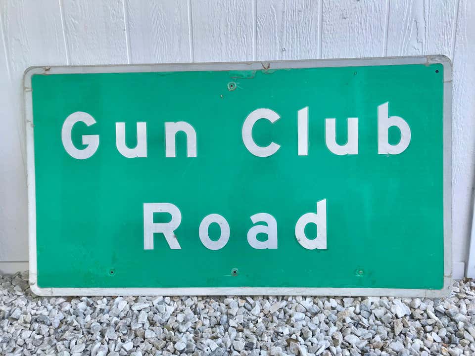 Large Vintage California Gun Club Road Sign