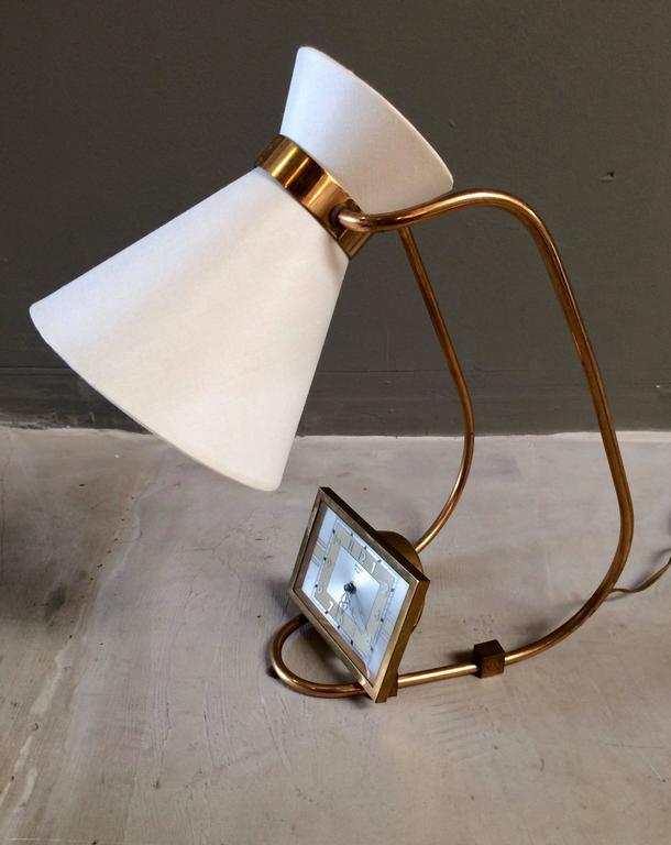 French Adjustable Table Lamp with Clock