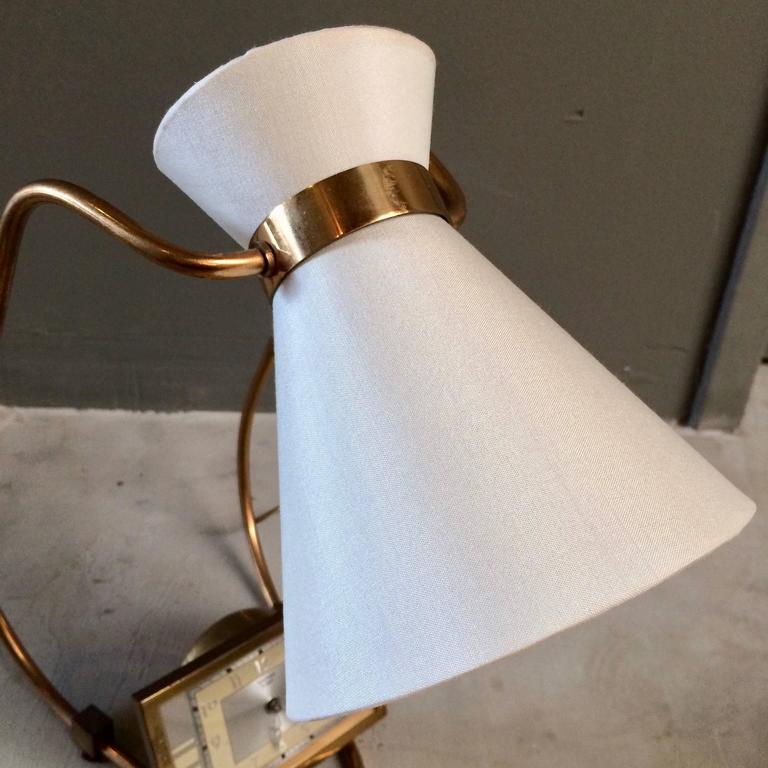 French Adjustable Table Lamp with Clock