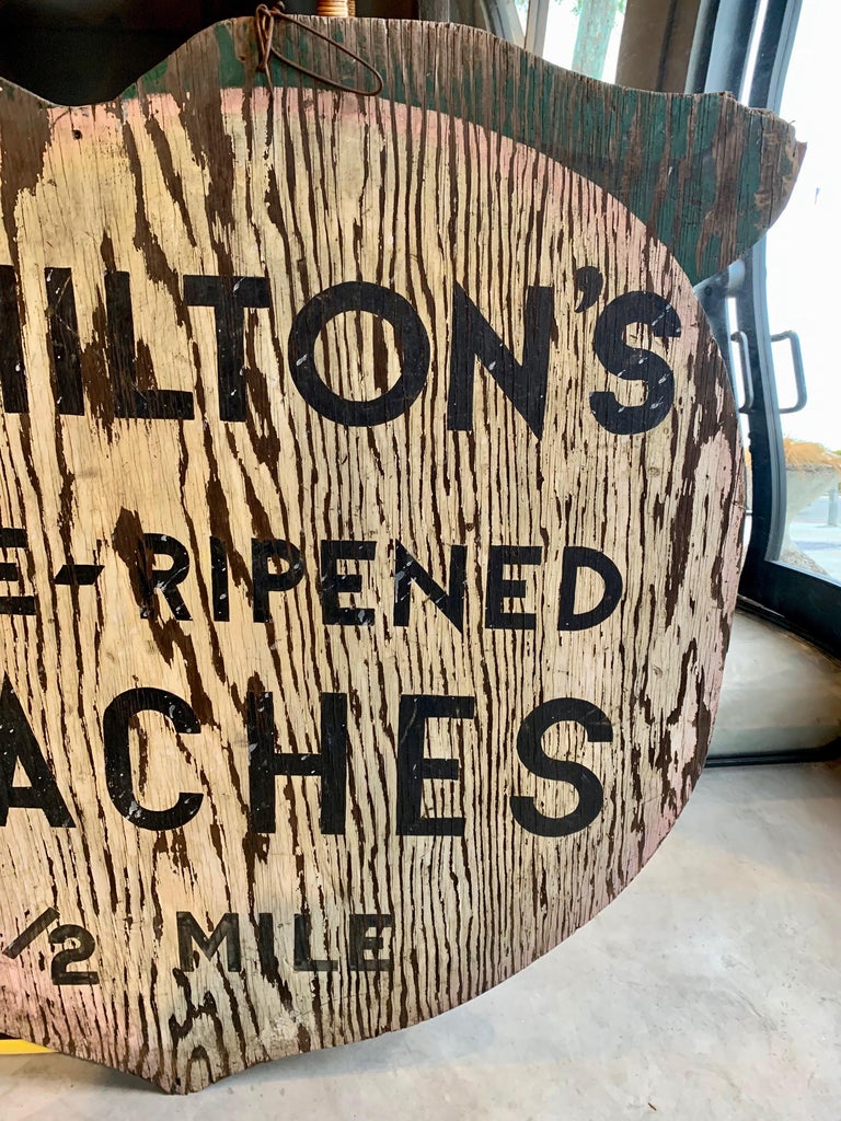 Giant Double Sided Wood Peach Trade Sign from California Farm