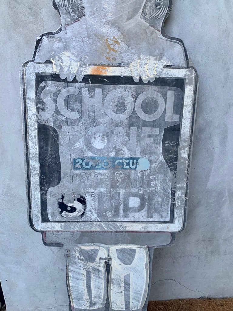 Life Sized 1950's Metal School Girl Speed Limit Sign