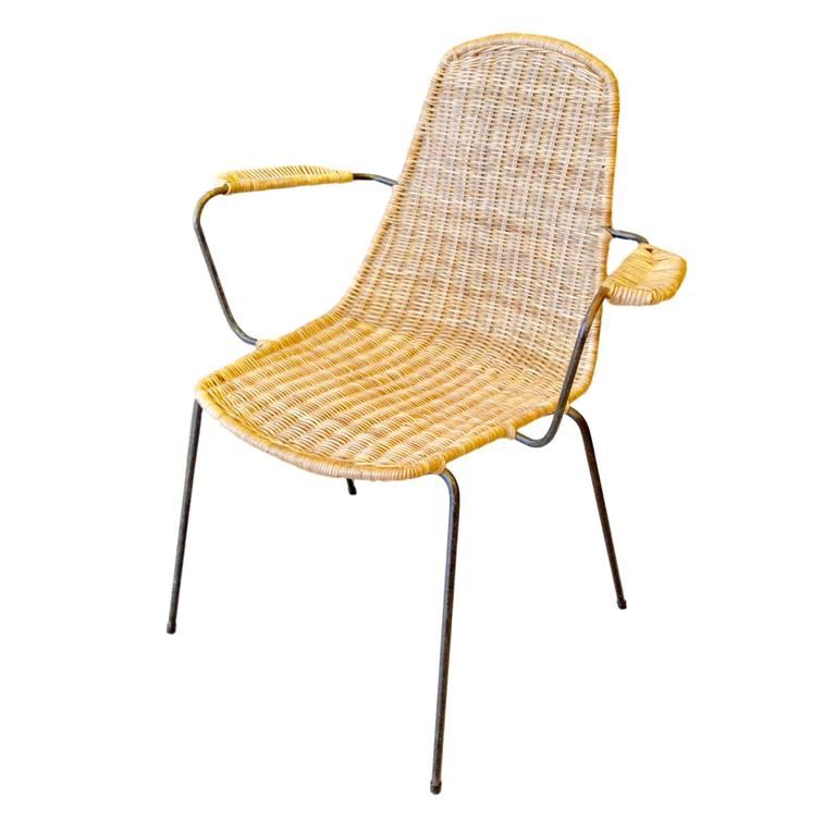 Sculptural Wicker and Iron Armchair, 1970s Germany