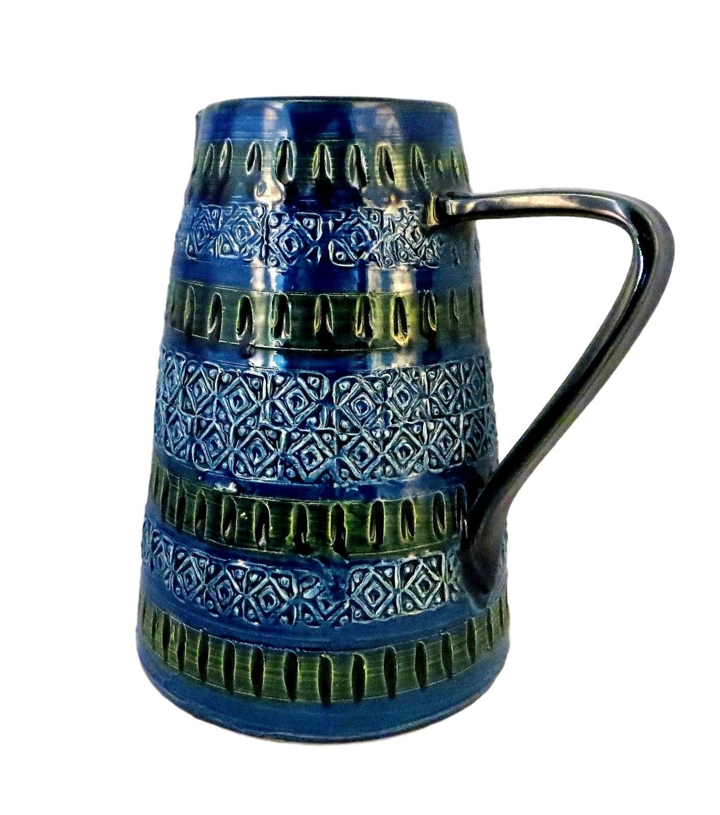 Italian Ceramic Pitcher and 4 Tumblers by Bitossi
