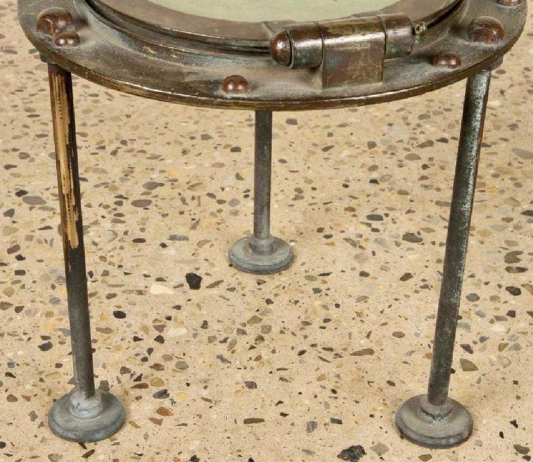 Bronze and Iron Porthole Side Table, 1970s USA