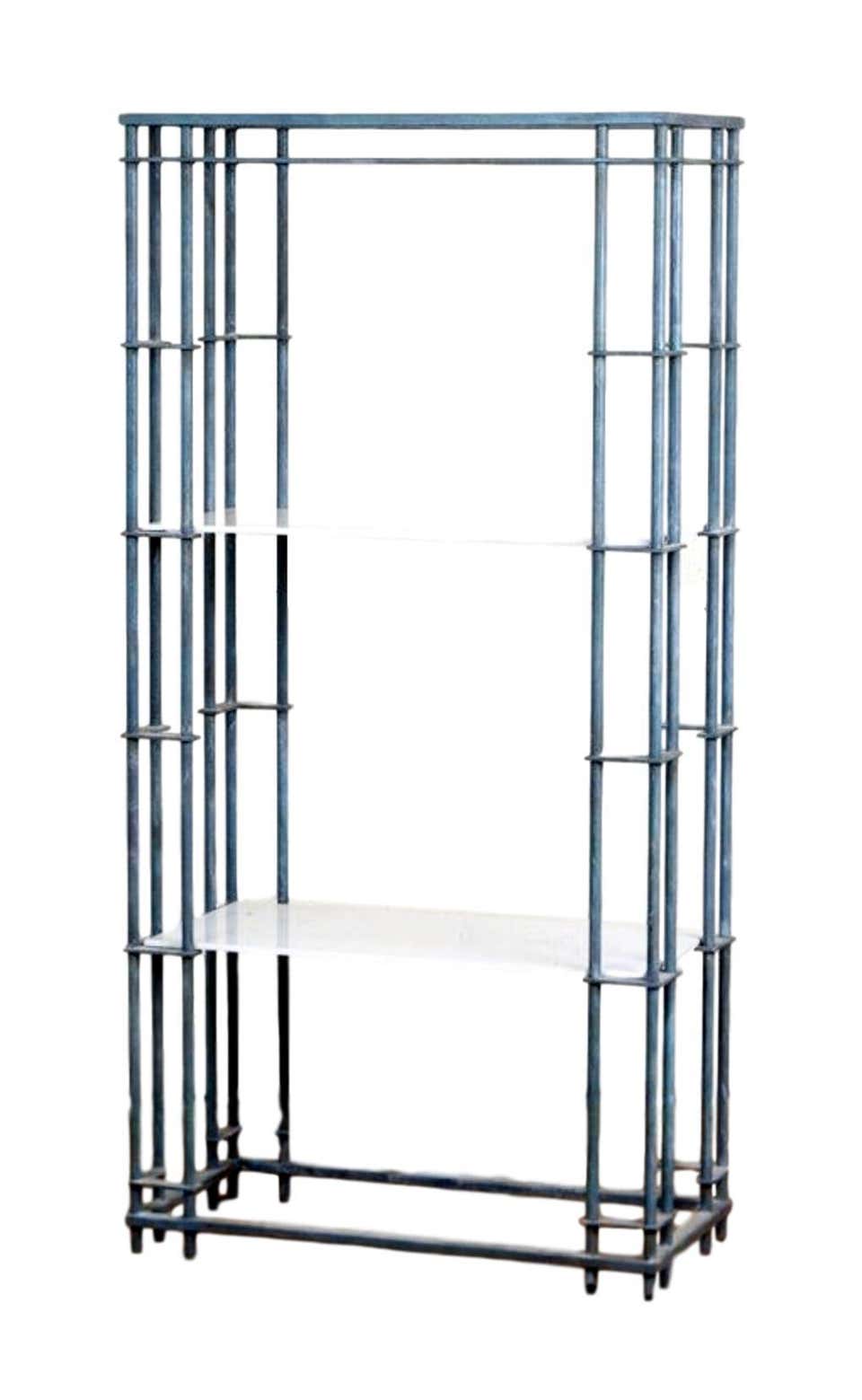 1950s Iron and Glass Etagere in the Style of Walter Lamb